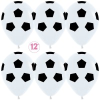 Шар (12''/30 см) Футбольный мяч, Белый (005), пастель, 5 ст, 50 шт.