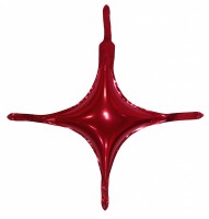 Шар (10''/25 см) Мини-звезда, С хвостиками, Красный, 1 шт.