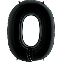 Шар (40''/102 см) Цифра, 0, Черный, 1 шт.