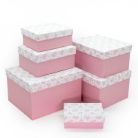 Набор коробок, Розовые цветы, 6 шт.