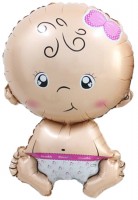Шар с клапаном (16''/41 см) Мини-фигура, Малышка девочка, Розовый, 1 шт.