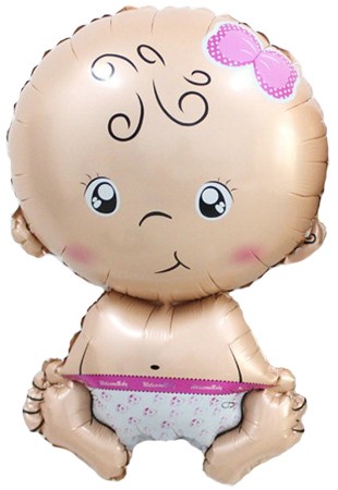 Шар с клапаном (16''/41 см) Мини-фигура, Малышка девочка, Розовый, 1 шт.