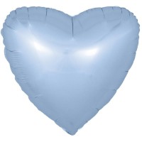 Шар (18''/46 см) Сердце, Голубой, Сатин, 1 шт.
