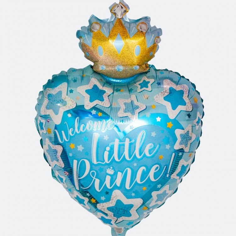 Шар (19''/48 см) Сердце, С Днем Рождения, Маленький Принц, Голубой, 1 шт.