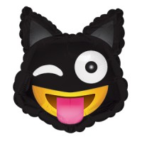 Шар (9''/23 см) Мини-фигура, Смайл Эмоции (Озорная кошечка), Черный, 1 шт.