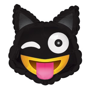 Шар (9''/23 см) Мини-фигура, Смайл Эмоции (Озорная кошечка), Черный, 1 шт.