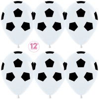 Шар (12''/30 см) Футбольный мяч, Белый (005), пастель, 5 ст, 12 шт.