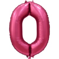 Шар (34''/86 см) Цифра, 0, Бордовый, Сатин, в упаковке 1 шт.