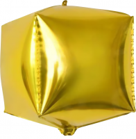 Шар 3D (24''/61 см) Куб, Золото, 1 шт.