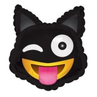 Шар (9''/23 см) Мини-фигура, Смайл Эмоции (Озорная кошечка), Черный, 1 шт.