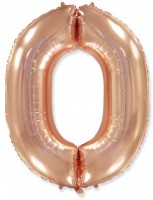 Шар (40''/102 см) Цифра, 0, Розовое Золото, 1 шт.