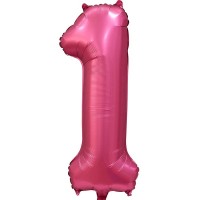 Шар (34''/86 см) Цифра, 1, Бордовый, Сатин, в упаковке 1 шт.