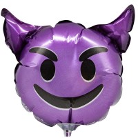 Шар (9''/23 см) Мини-фигура, Смайл Эмоции (Чертик), Фиолетовый, 1 шт.