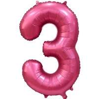 Шар (34''/86 см) Цифра, 3, Бордовый, Сатин, в упаковке 1 шт.