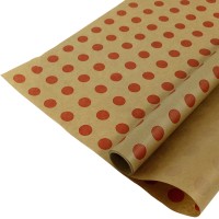 Упаковочная бумага Крафт 40гр (0,72 х 10 м) Красные точки, 1 шт