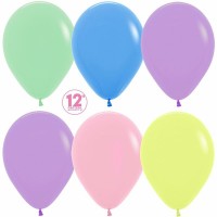 Шар (12''/30 см) Ассорти светлое, пастель, 12 шт.