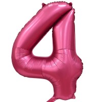 Шар (34''/86 см) Цифра, 4, Бордовый, Сатин, в упаковке 1 шт.
