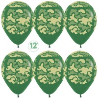 Шар (12''/30 см) Камуфляж, Темно-зеленый (032), пастель, 5 ст, 12 шт.