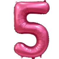 Шар (34''/86 см) Цифра, 5, Бордовый, Сатин, в упаковке 1 шт.