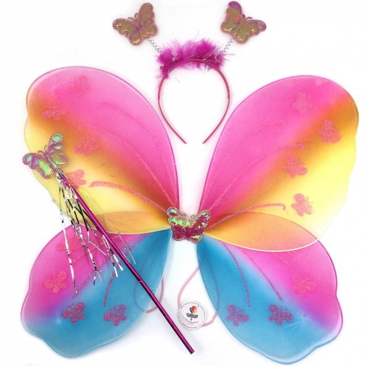 Набор Фея (крылья, ободок, волшебная палочка), Разноцветный