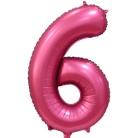 Шар (34''/86 см) Цифра, 6, Бордовый, Сатин, в упаковке 1 шт.