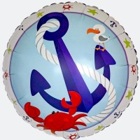 Шар (18''/46 см) Круг, Морской, Белый, 1 шт.