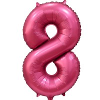 Шар (34''/86 см) Цифра, 8, Бордовый, Сатин, в упаковке 1 шт.