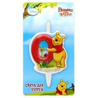 Свеча Цифра 0, Винни-Пух, 10 см, 1 шт.
