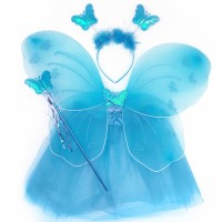 Набор Фея (юбка, крылья, ободок, волшебная палочка), Голубой