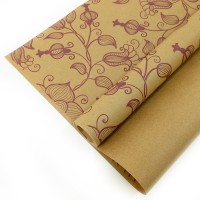 Упаковочная бумага Крафт 70гр (0,72 х 10 м) Вьюнок полевой, Сиреневый, 1 шт
