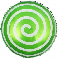 Шар (18''/46 см) Круг, Леденец Спираль, Зеленый, 1 шт.
