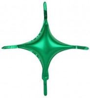 Шар (10''/25 см) Мини-звезда, С хвостиками, Зеленый, 1 шт.