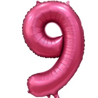 Шар (34''/86 см) Цифра, 9, Бордовый, Сатин, в упаковке 1 шт.