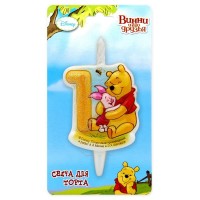 Свеча Цифра 1, Винни-Пух, 10 см, 1 шт.