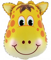 Шар с клапаном (14''/36 см) Мини-фигура, Голова Жирафа, 1 шт.