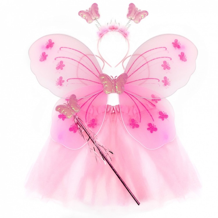 Набор Фея (юбка, крылья, ободок, волшебная палочка), Розовый