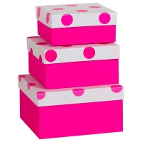 Набор коробок 3 в 1, Розовые точки