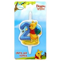 Свеча Цифра 2, Винни-Пух, 10 см, 1 шт.