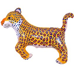 Шар (14''/36 см) Мини-фигура, Леопард, Синий, 1 шт.