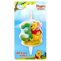 Свеча Цифра 3, Винни-Пух, 10 см, 1 шт.