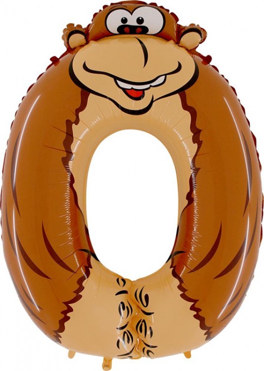 Шар (40''/102 см) Цифра, 0 Обезьяна, 1 шт.