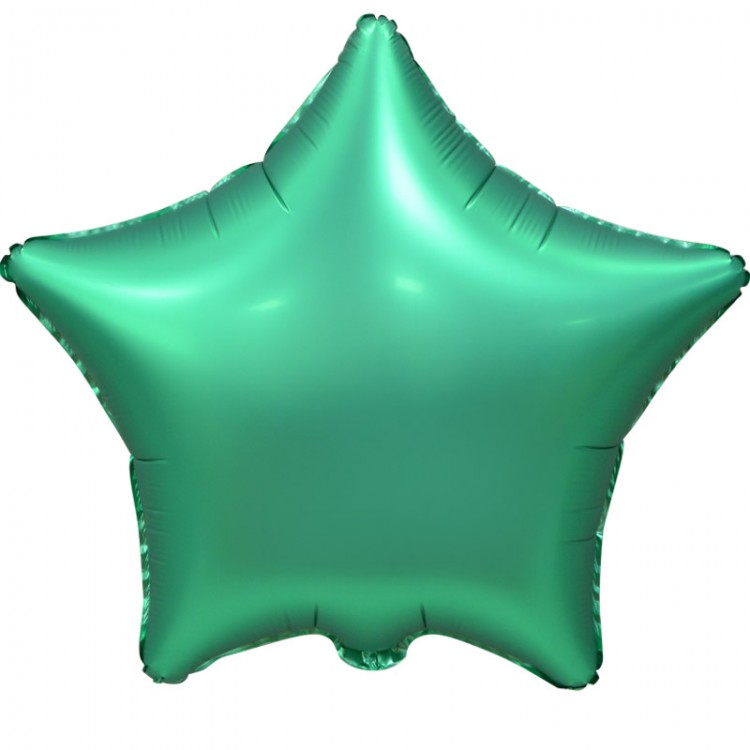 Шар (18''/46 см) Звезда, Зеленый, Сатин, в упаковке 5 шт.