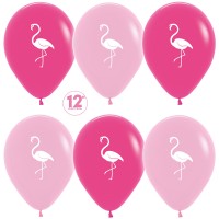 Шар (12''/30 см) Фламинго, Фуше (012)/Розовый (009), пастель, 2 ст, 50 шт.