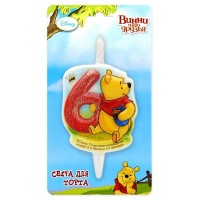 Свеча Цифра 6, Винни-Пух, 10 см, 1 шт.