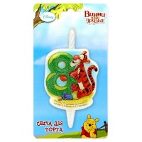 Свеча Цифра 8, Винни-Пух, 10 см, 1 шт.