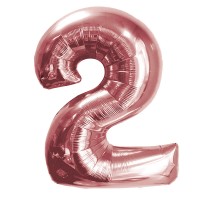 Шар (40''/102 см) Цифра, 2, Розовое Золото, в упаковке 1 шт.