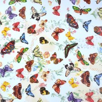 Упаковочная бумага (0,69*1 м) Разноцветные бабочки, Белый, 1 шт.