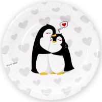 Тарелки (7''/18 см) Влюбленные пингвины, Белый, 6 шт.