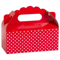 Коробка для пирожных, Белые точки, Красный, 10 шт