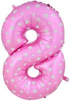 Шар (40''/102 см) Цифра, 8, Розовый, в упаковке 1 шт.